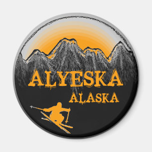 Aimant orange de skieur d'Alyeska Alaska