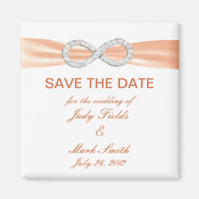 Aimant Orange Diamond Infinity Enregistrer l'aimant Date (Devant)