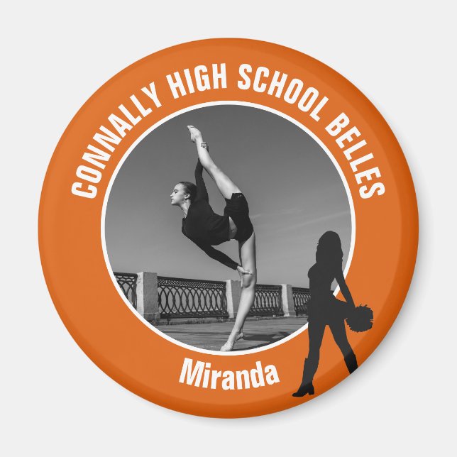 Aimant Orange Drill Team Photo High School Dancer (Devant)