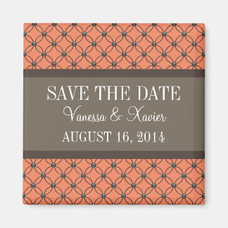 Aimant Orange Fancy Lattice Enregistrer l'aimant de date