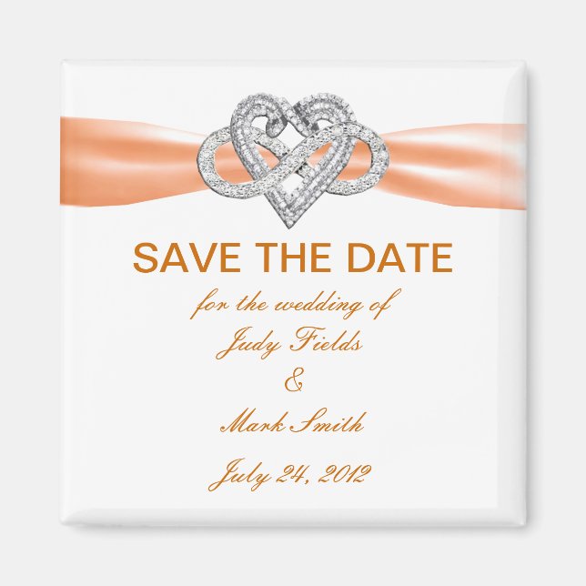 Aimant Orange Infinity Heart Enregistrer L'Aimant Date (Devant)