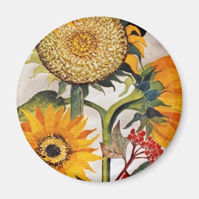 Aimant Orange Jaune Graine Tournesol Art (Devant)