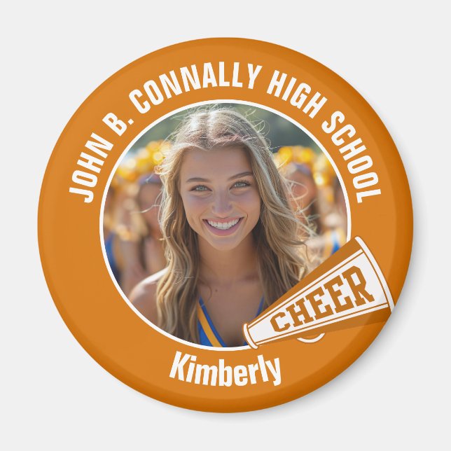 Aimant Orange Pom-pom girl Photo High School Spirit (Devant)