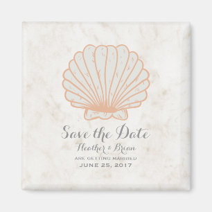 Aimant Orange Rustic Seashell Enregistrer la date