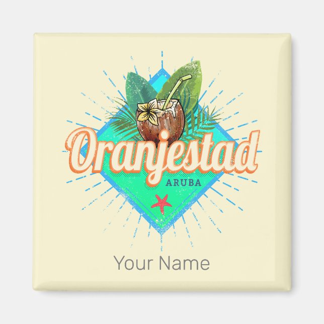 Aimant Oranjestad Aruba Retro Souvenir des Caraïbes Vinta (Devant)