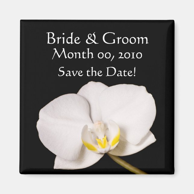 Aimant Orchidée blanche en noir (Devant)