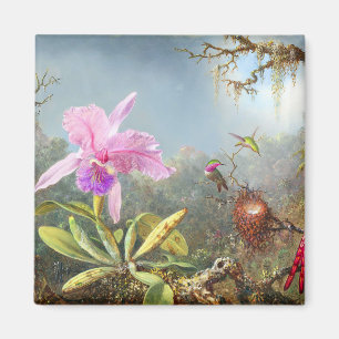 Aimant Orchidée et trois colibris