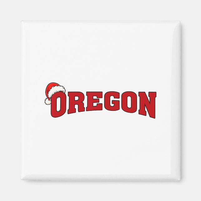 Aimant Oregon Christmas Santa Hat Retro Throwback Souveni (Devant)