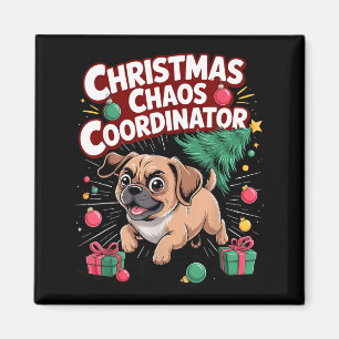 Aimant Organisateur de chaos de Noël Chien de Noël Drôle 