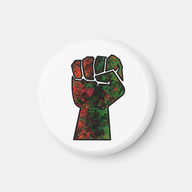 Aimant orgueil noir poing vert rouge pan drapeau africain (Devant)