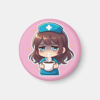 Aimant Original Chibi Nurse - Coffee with Tired