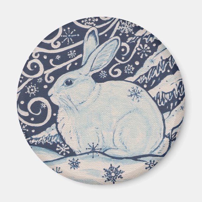 Aimant Original Noël Rabbit Bleu & Blanc (Devant)