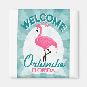 Aimant Orlando Florida Flamant rose rose - Vintage Retro