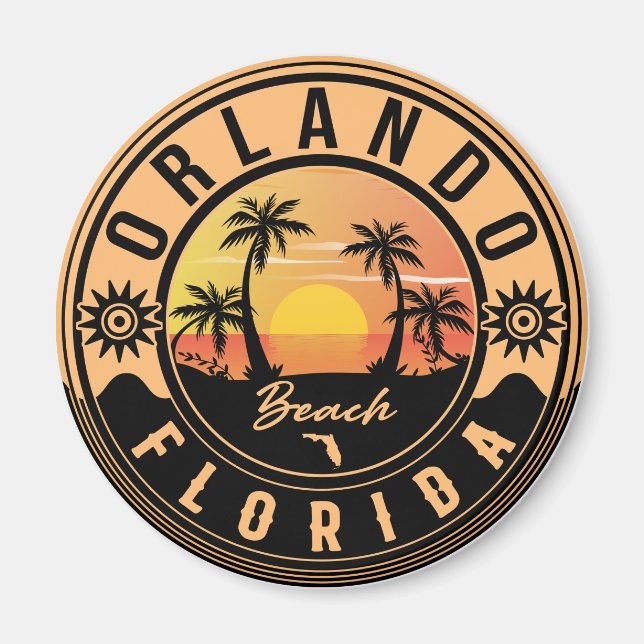 Aimant Orlando Florida tropical Retro Sunset Souvenirs (Devant)