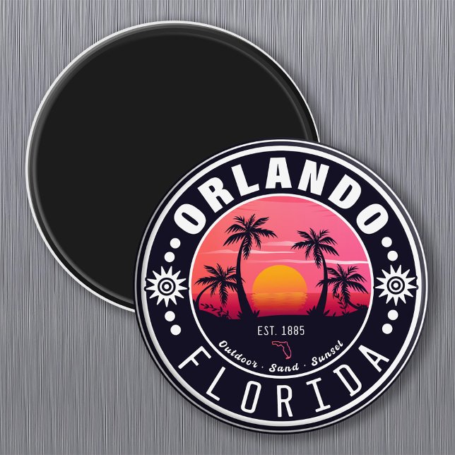 Aimant Orlando Floride tropical Retro Sunset Souvenir 60s (Créateur téléchargé)