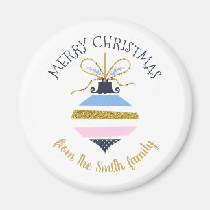 Aimant Ornement moderne d'arbre de Noël personnalisé