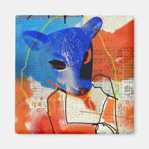 Aimant Orphelin noir MK - Silhouette de masque de mouto