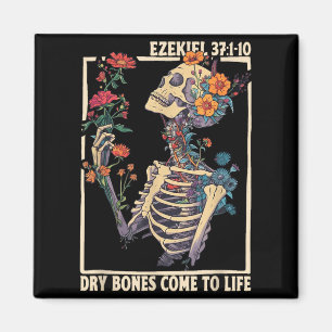 Aimant Os des morts reviennent à la vie Squelette Floral