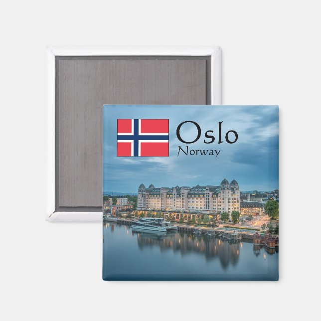Aimant Oslo Norvège Souvenir (Recto/Verso)