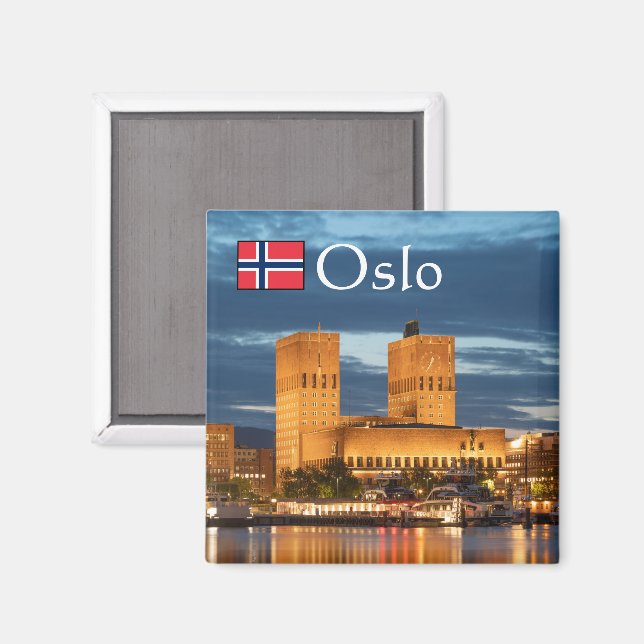 Aimant Oslo Norvège Souvenir (Recto/Verso)