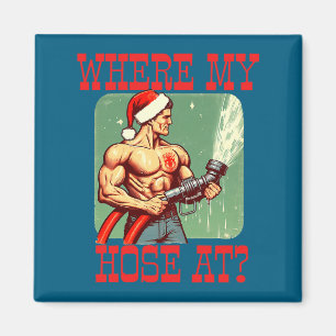 Aimant Où est mon tuyau à Noël Mème drôle de pompier
