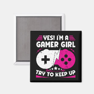 Aimant Oui Je suis Une Gamer Girl Funny Video Gamer Gift