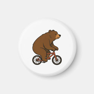 Aimant Ours à vélo – Ambiance de Randonnée Sauvage
