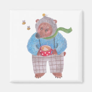 Aimant Ours, abeilles et cappuccino
