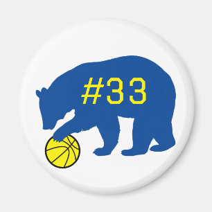 Aimant Ours bleu avec Basket Jaune & Numéro