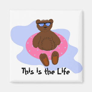 Aimant Ours de plage rose