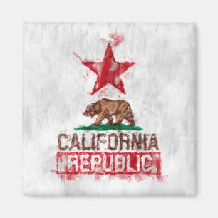 Aimant Ours drapeau de Californie en style peint