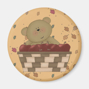Aimant ours en peluche de la récolte de pommes