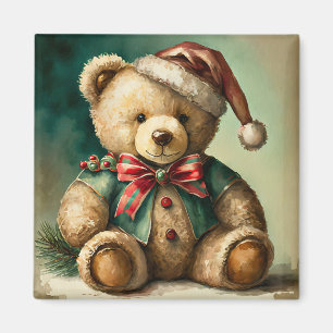 Aimant Ours en peluche de Noël vintage
