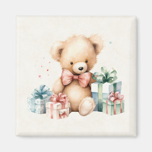 Aimant Ours en peluche mignonne avec cadeaux de Noël