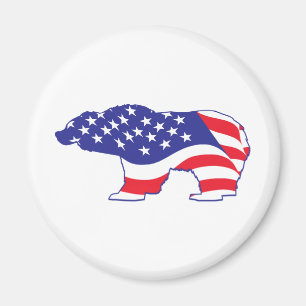 Aimant Ours grizzli patriotique