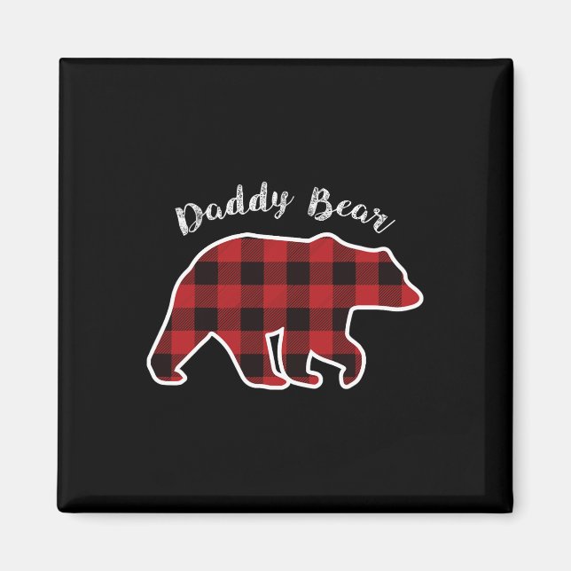 Aimant Ours Hommes Rouge Plaqué Pajama de Noël Famille Pa (Devant)