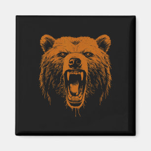 Aimant Ours orange en colère Ours grizzly randonnée campi