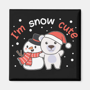 Aimant Ours polaire Je suis Snow mignon Snowman Pun magné