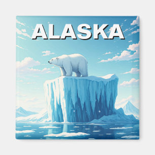 Aimant Ours polaire sur une carte postale Iceberg Alaska