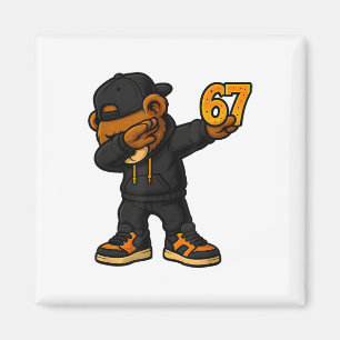 Aimant Ours qui fait le dab 67 Mème Drôle Brainrot Hip Ho