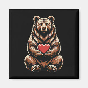 Aimant Ours tenant un cœur Saint-Valentin Mignon Saint-Va