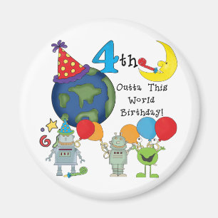 Aimant Outta This World 4th Birthday Tshirts et cadeaux