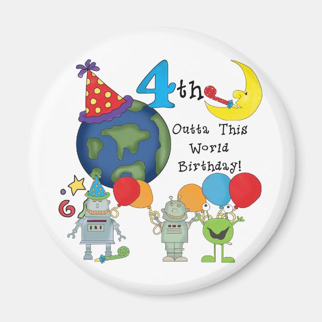 Aimant Outta This World 4th Birthday Tshirts et cadeaux (Devant)