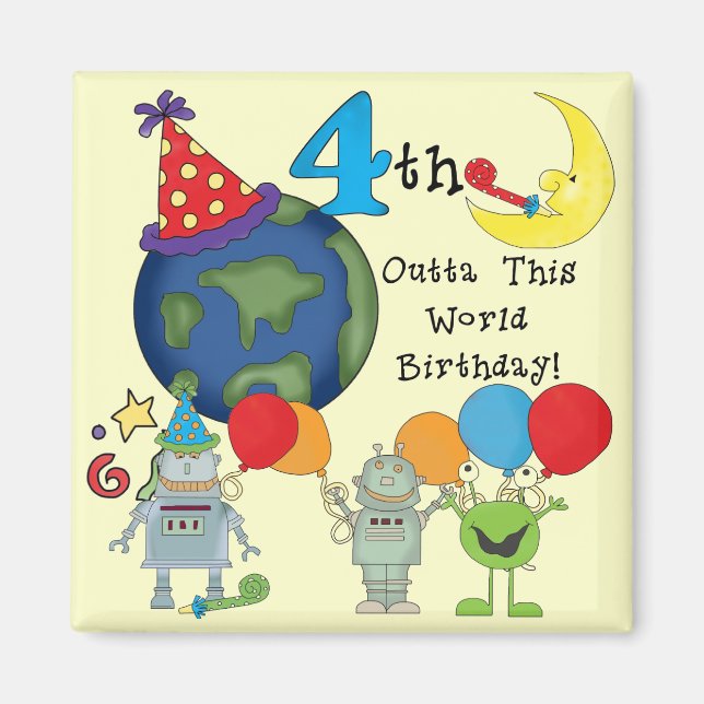 Aimant Outta This World 4th Birthday Tshirts et cadeaux (Devant)