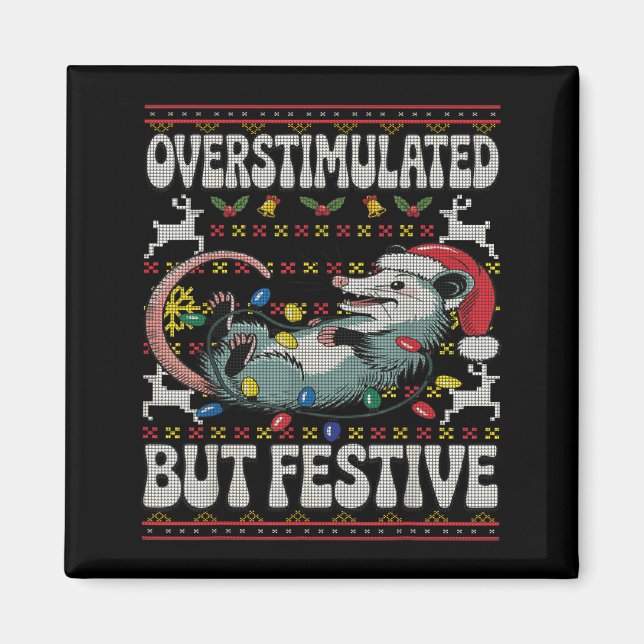 Aimant Overstimulated But Festive Ossum Christmas Ugly Sw (Devant)