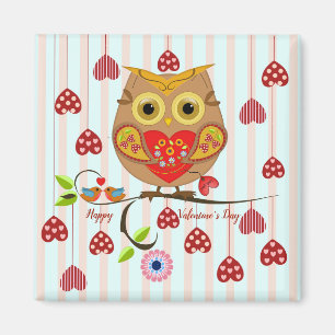 Aimant Owl t'aime design Valentine