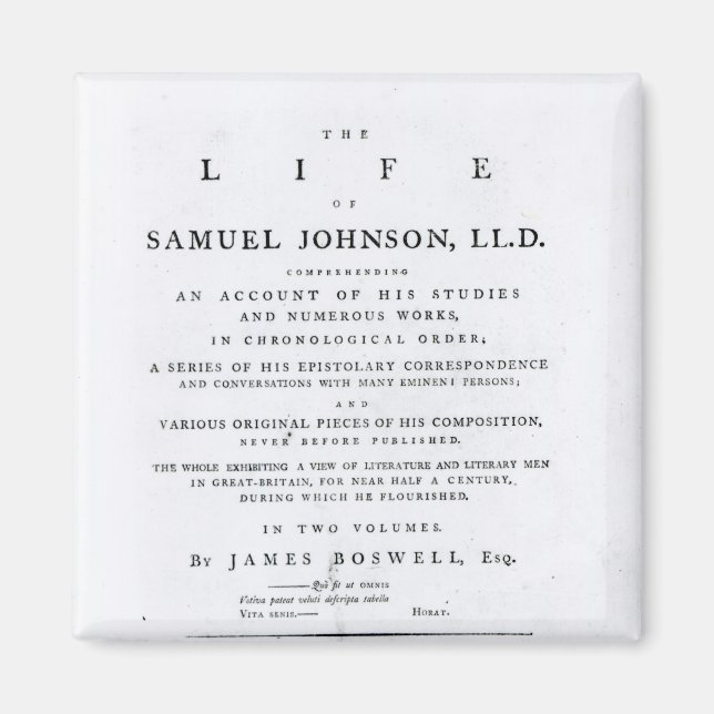 Aimant Page de titre, de "La vie de Samuel Johnson" (Devant)