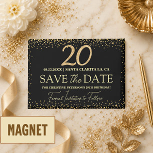 Aimant Paillettes d'or noir 20e anniversaire Enregistrer 