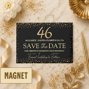 Aimant Paillettes Or Noir 46e Anniversaire Sauvegarder la