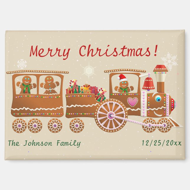 Aimant Pain d'épices Joyeux Express de Noël Train Cartoon (Recto)